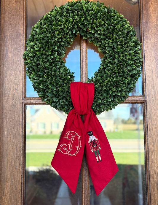 Christmas Nutcracker Wreath Sash