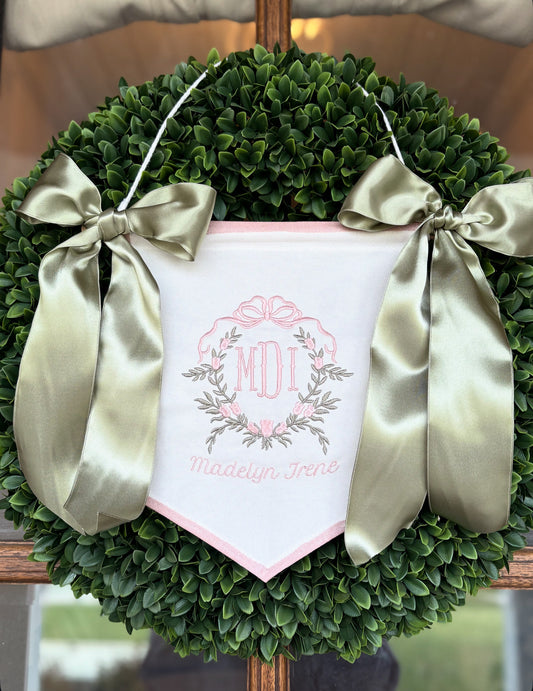 Pink and Sage Welcome Baby Banner